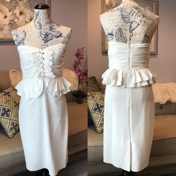 Jill Stuart Dresses & Skirts - Jill Stuart white ruched peplum dress